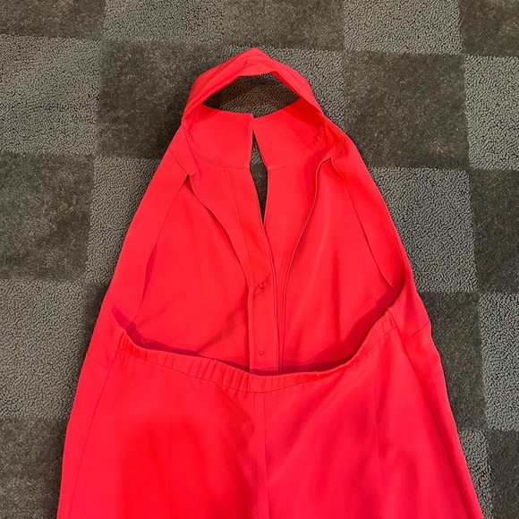 Tuckernuck Coral-Red Halter Midi Dress with Gold Buttons - Picture 4 of 5